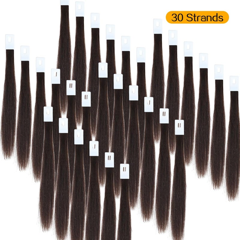 RINBOOOL Hair Swatches for Testing Color, Dark Brown Tone Level 2, Real Natural Remy Human Hair, 30 Strands per Pack, 8 Inches - Image 3